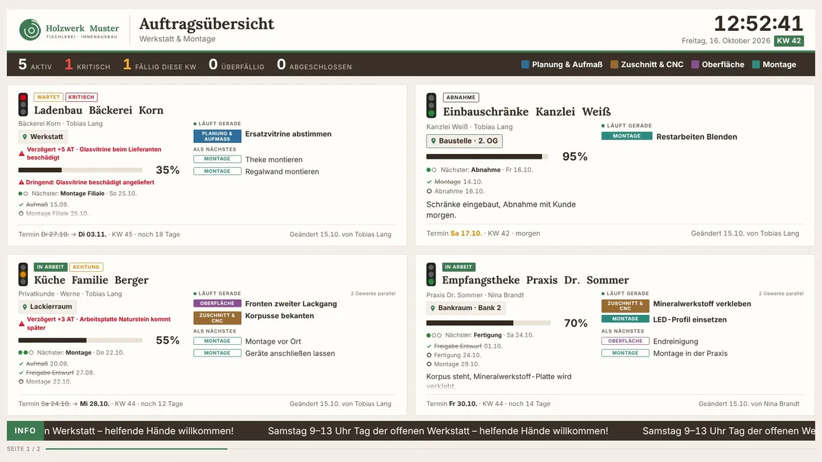 Projekttafel im Design Holzwerk Muster