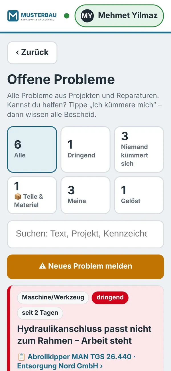 Liste der offenen Probleme mit Filtern am Handy